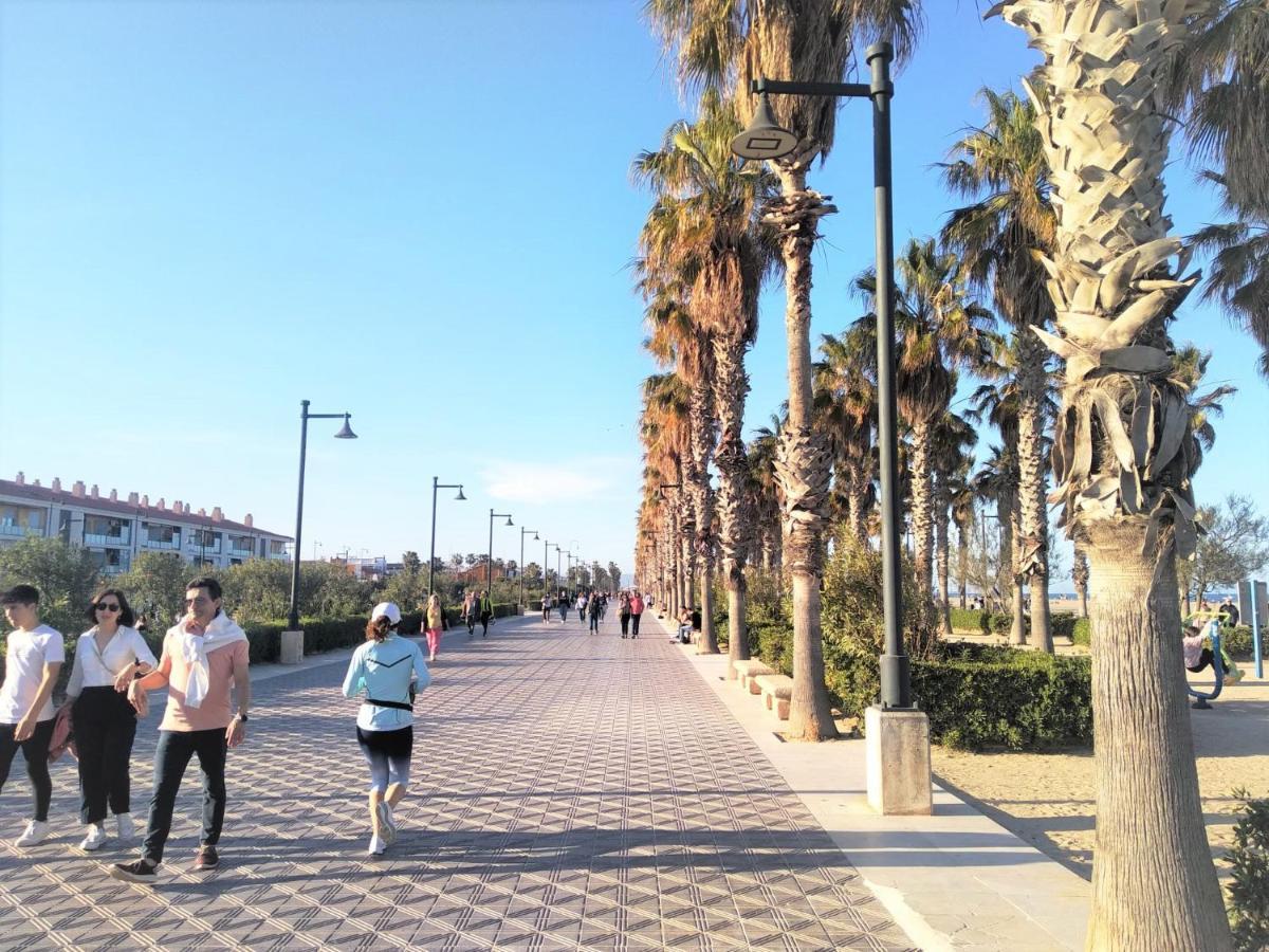Apartamento 2 Hab En Malvarrosa A Metros De La Playa, Con Terraza Y Zonas Comun 3D Valencia Exterior foto